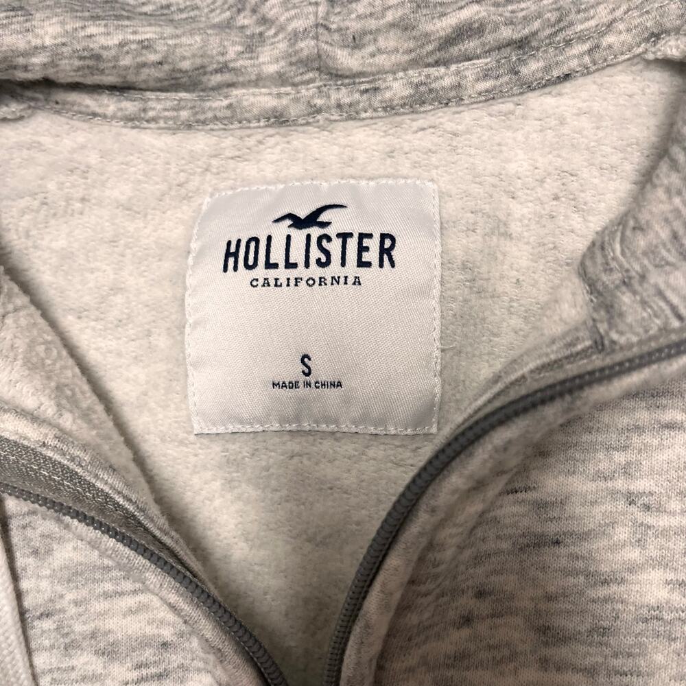 Hollister Cropped Half Zip Hoodie Gray Marled Fleece Womens Small Y2K Casual - Picture 4 of 8